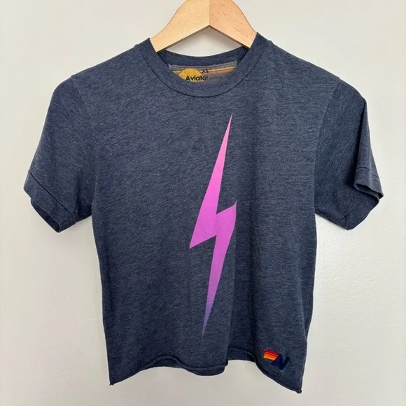 Aviator Nation Bolt boyfriend tee Blue Size XS EUC - Picture 3 of 9